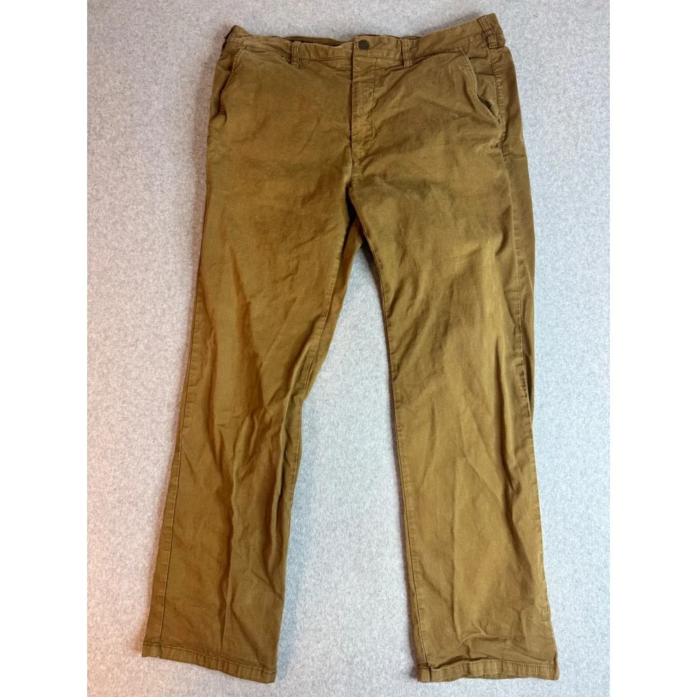 Orvis Mens 36x30 Chino Pants Tobacco Brown Cotton Stretch Straight Leg Twill